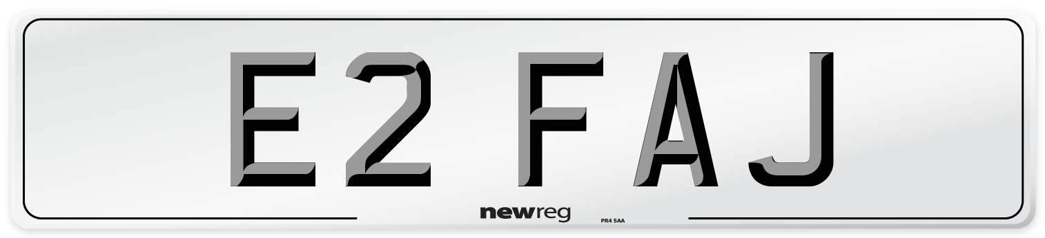 E2 FAJ Number Plate from New Reg
